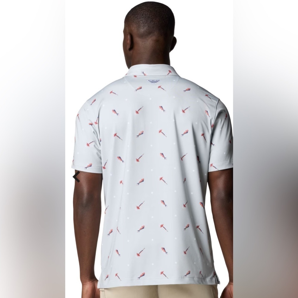Columbia Men’s Super Slack Tide II Short-Sleeve Polo Cool Grey Starcast L PFG - Picture 12 of 12